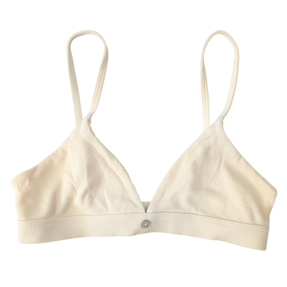 Pepper Ribbed Triangle Bralette Cream Micromodal Adjustable Straps Womens Small